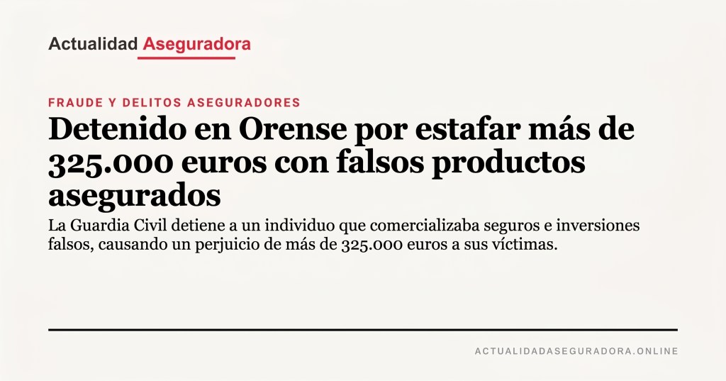 Detenido en Orense por estafar más de 325.000 euros con falsos productos&nbsp;asegurados